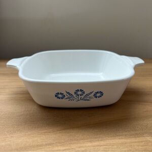 White Baking Dish with Blue Floral Design